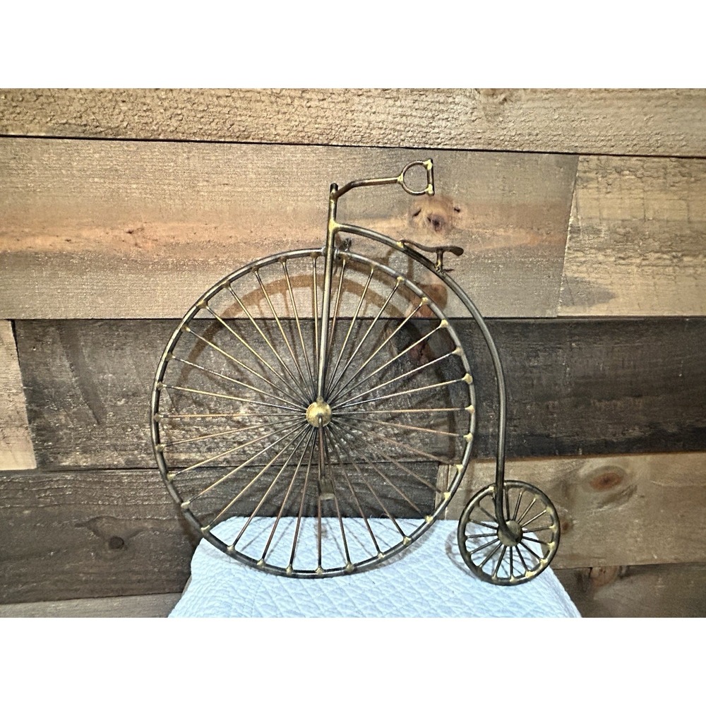 Vintage Unicycle Wall Mount Metal/brass Frame 13"